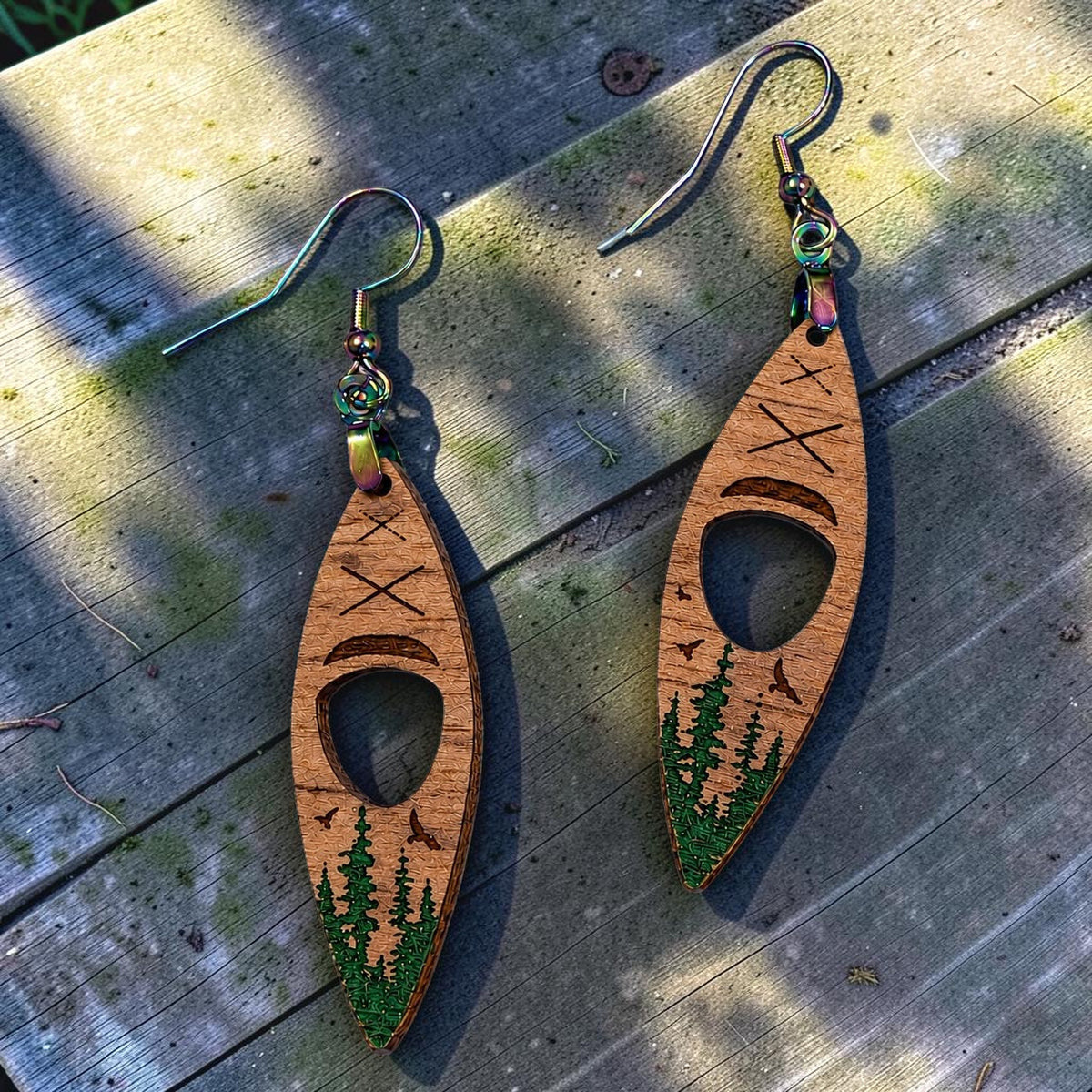 Hand Painted Kayak Earrings
