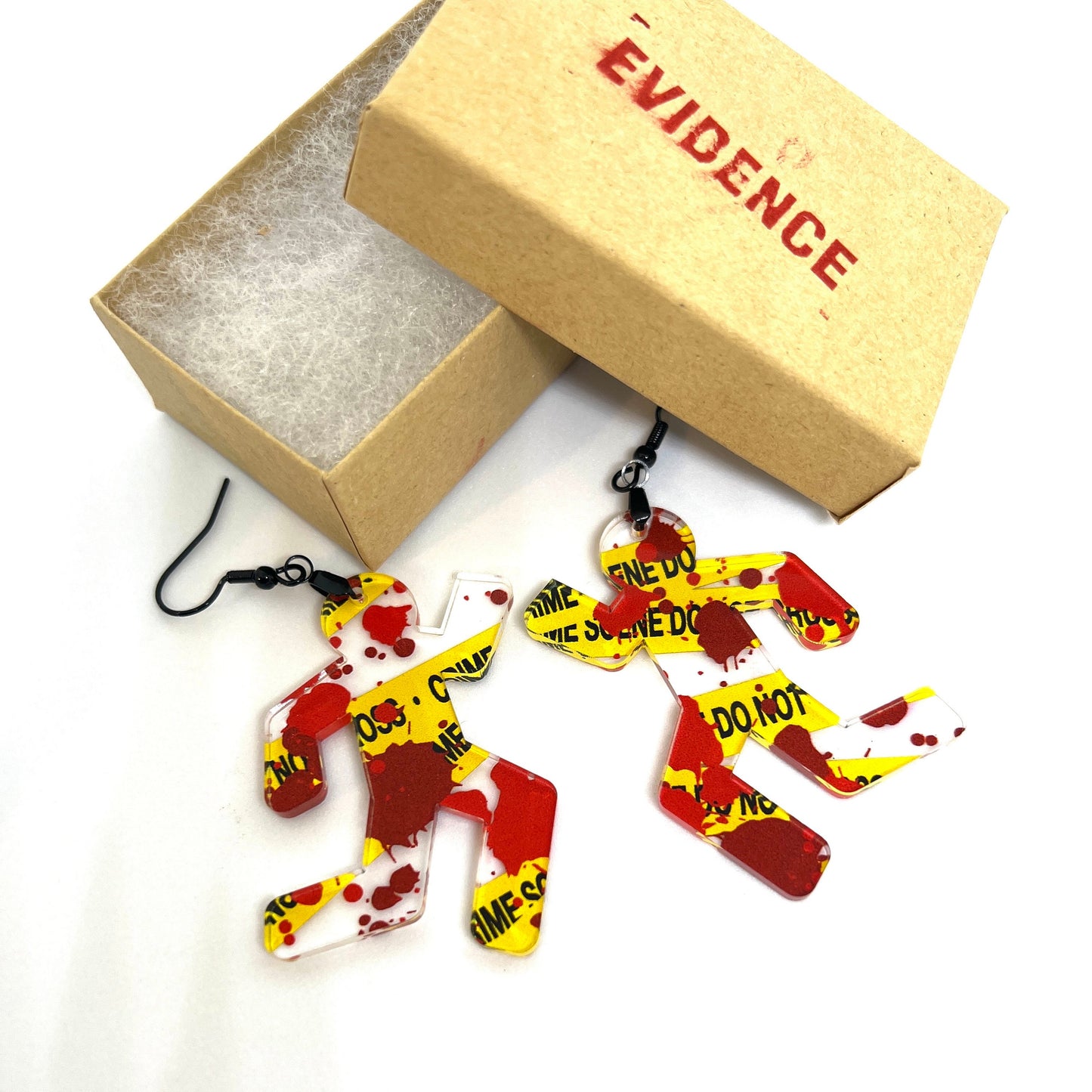 TWO PAIRS Crime Scene, True Crime, Earrings, Body Outline, CSI, Forensics Christmas Dexter