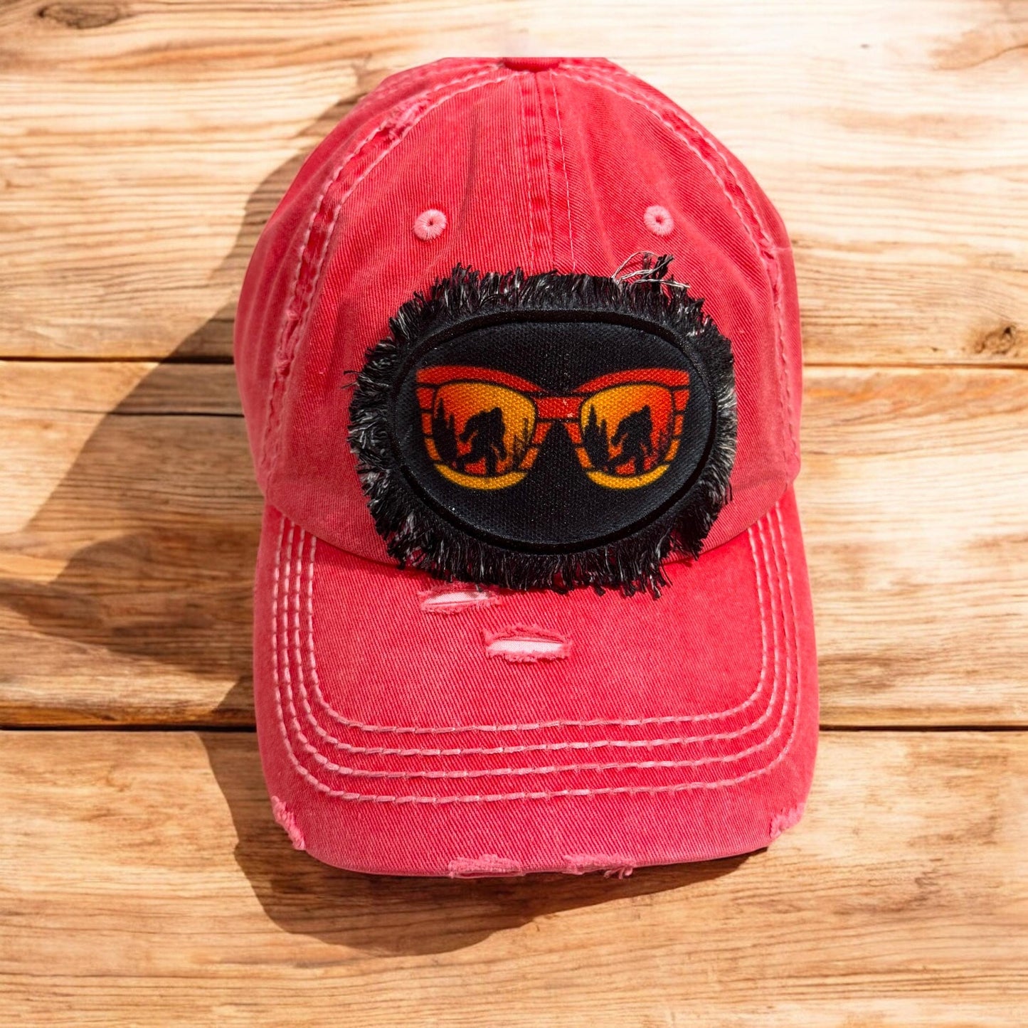 Bigfoot Distressed Sunglasses Hat: Funny Camping Cap cap