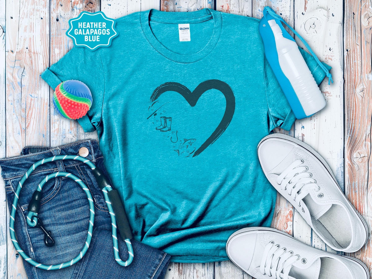Heart I Love Fishing Tee