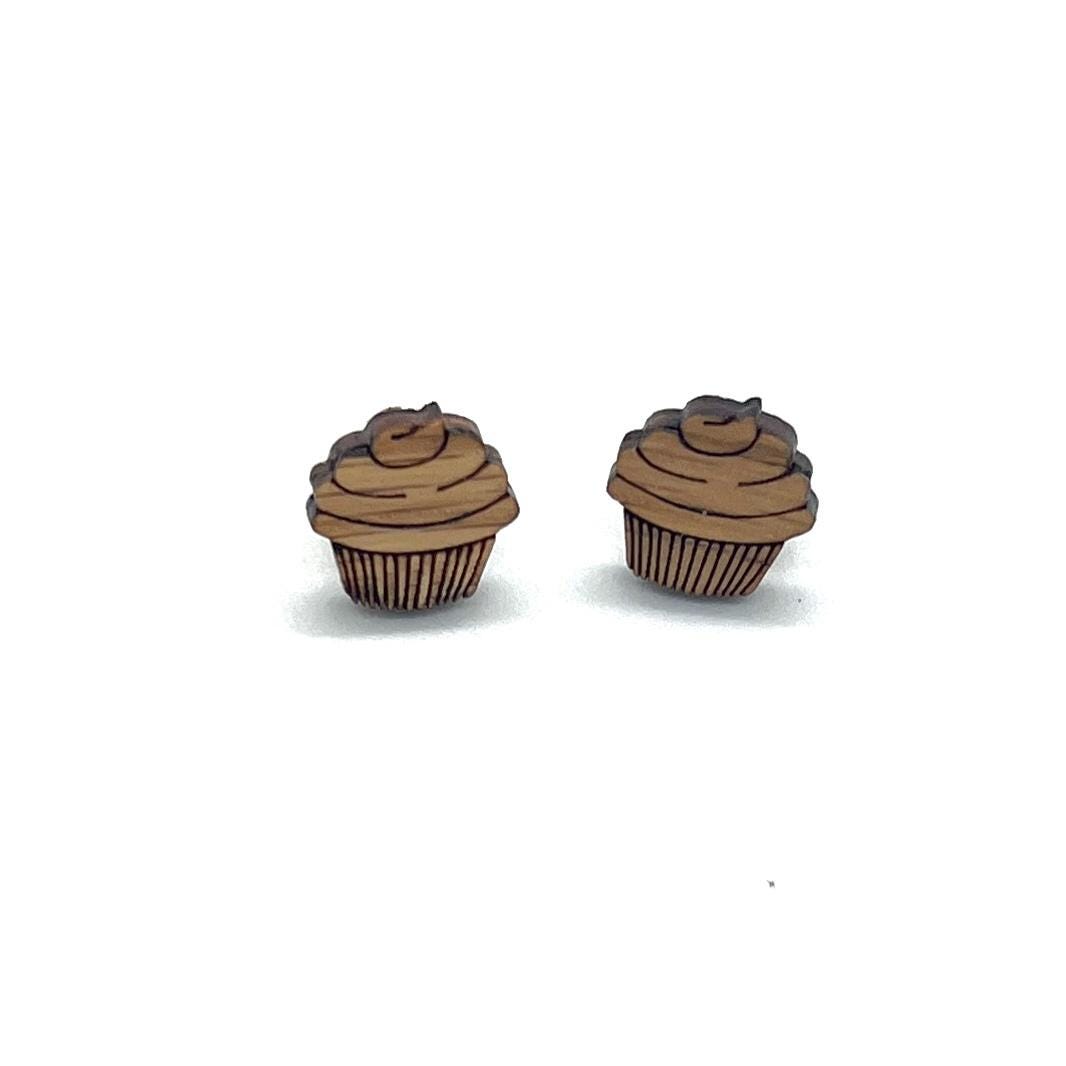 Bakery Barista Earrings Coffee Cocoa Frappuccino Croissant Muffin Stud Wood Earrings