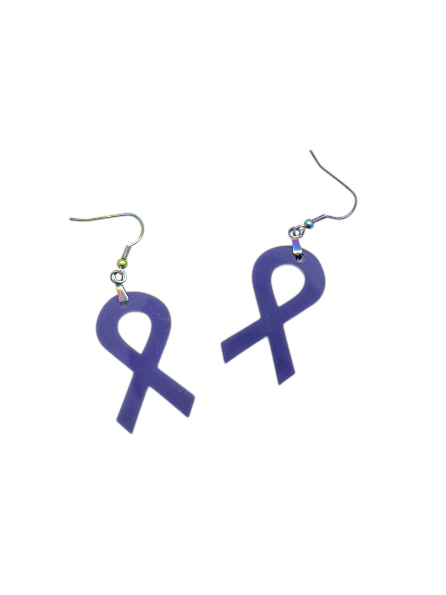 Purple Cancer Ribbons Earrings