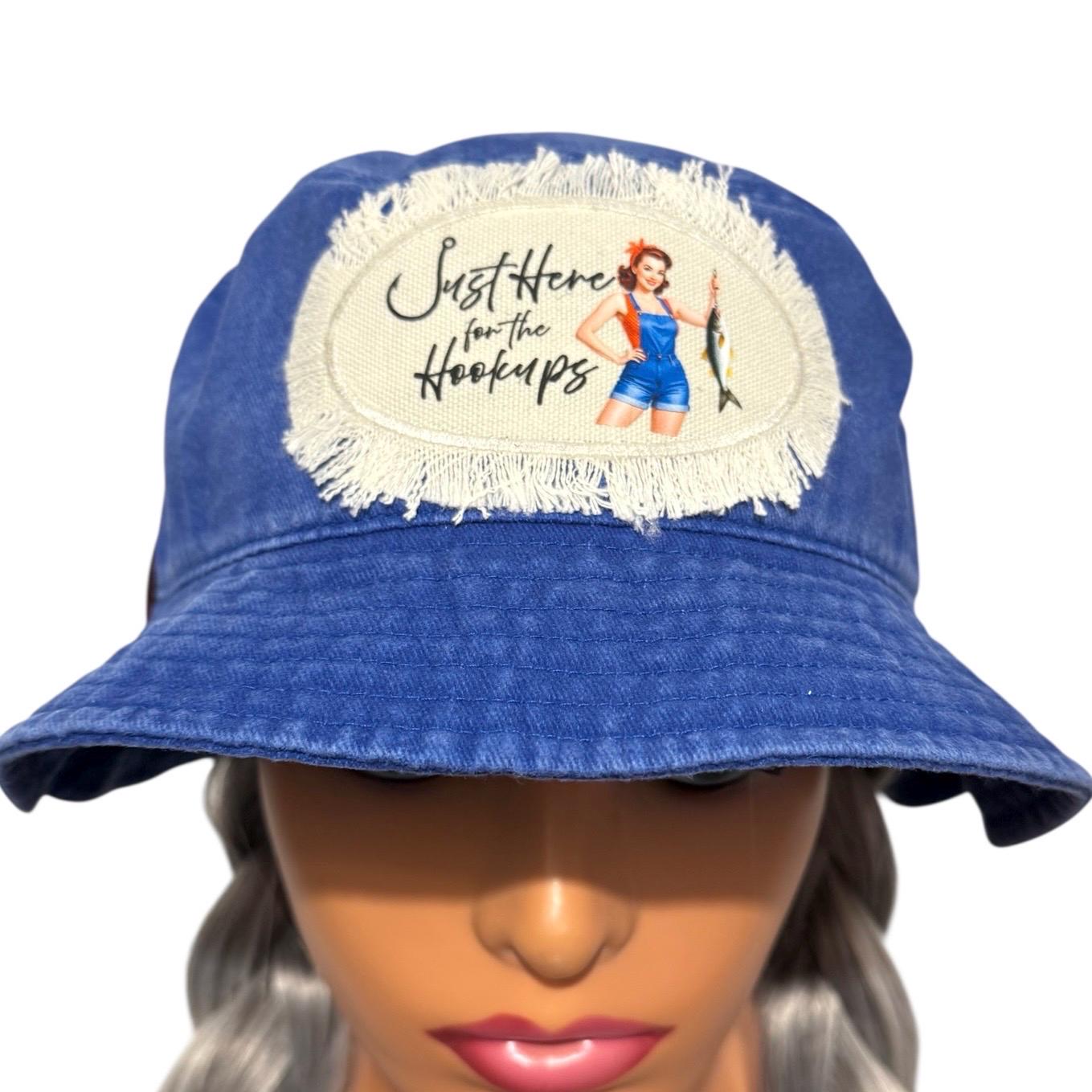 Just Here for the Hookups Fishing Bucket Hat