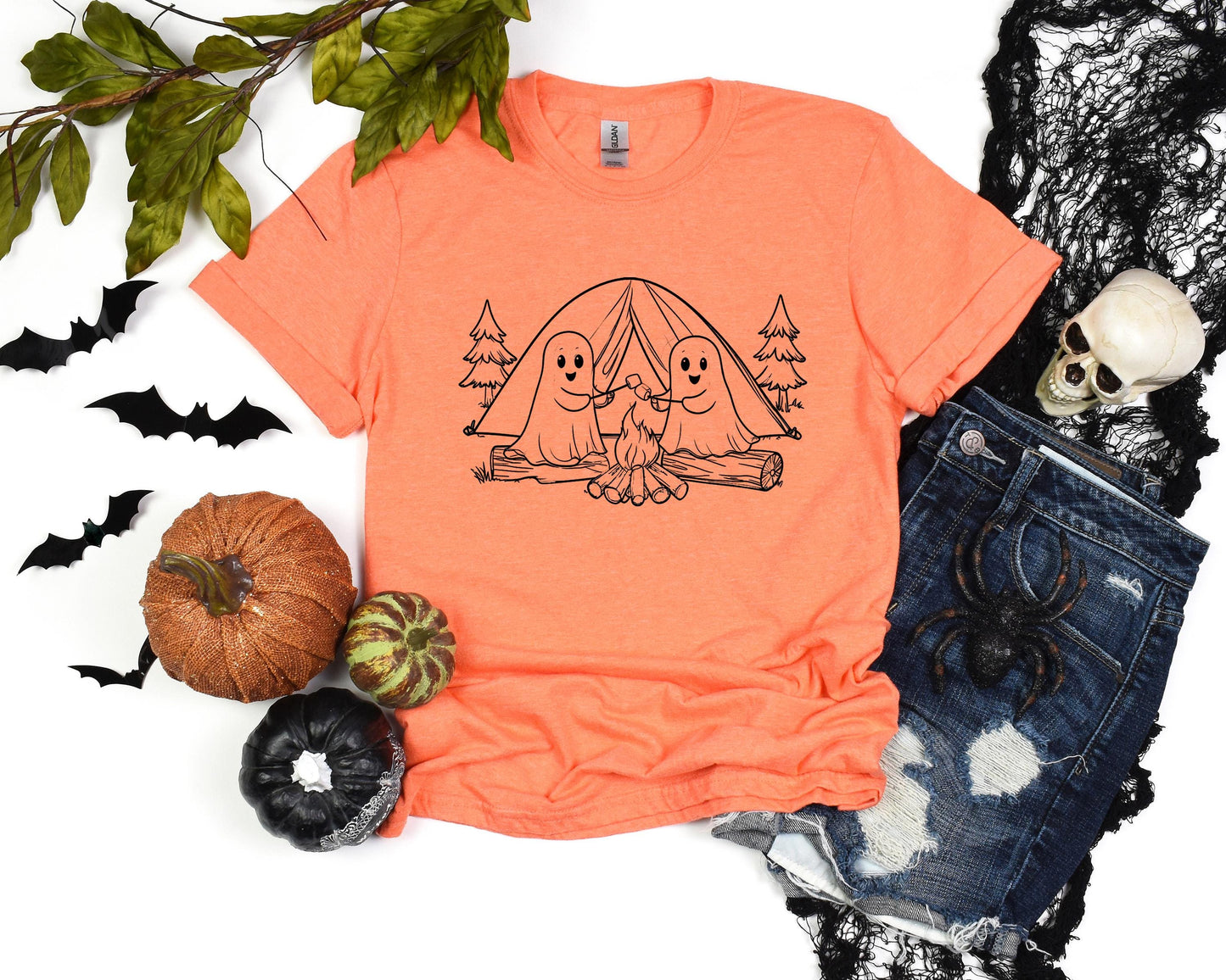 Ghost S'mores Camper Halloween Tee