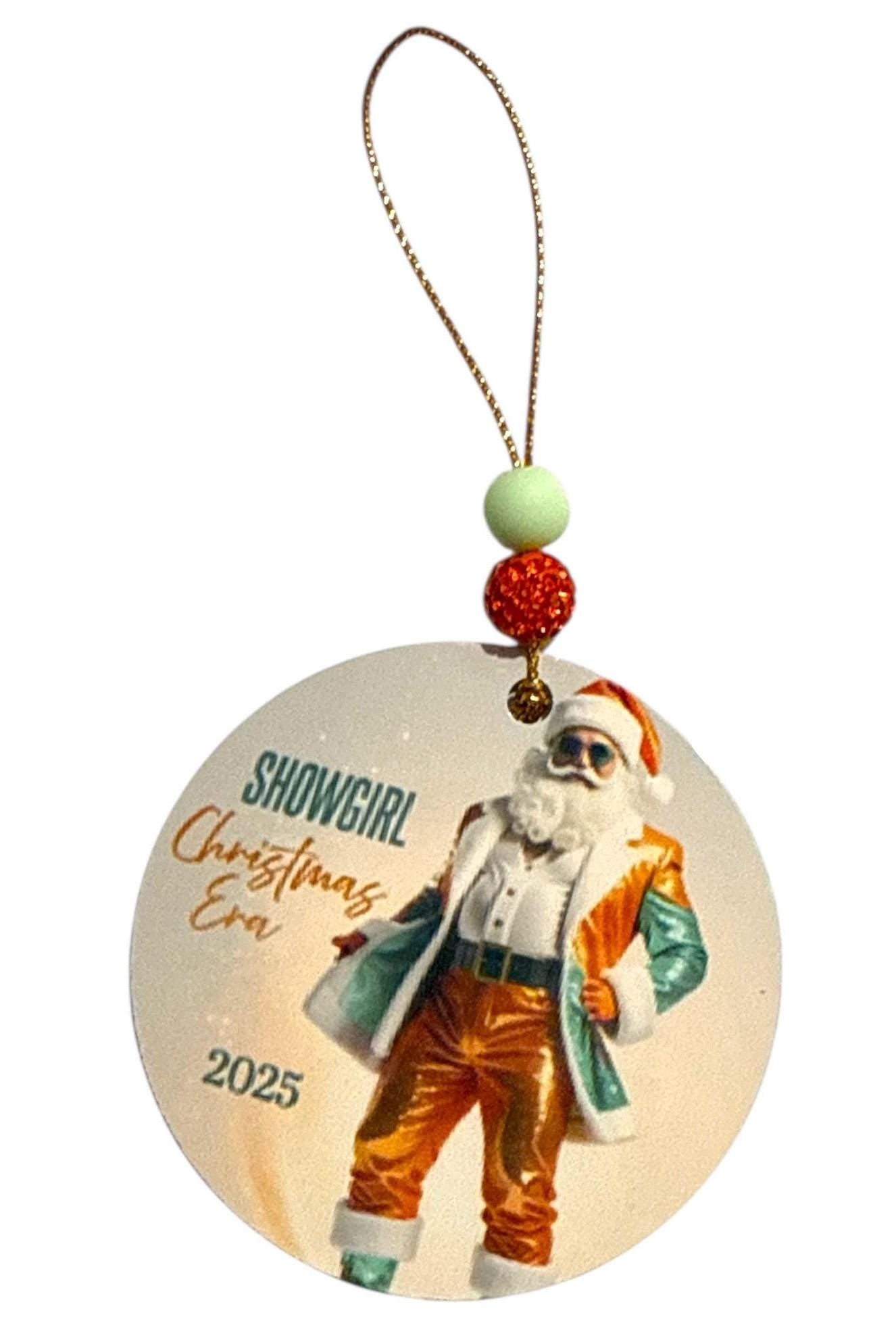 Showgirl Orange Glitter Christmas Ornament Santa Christmas Era
