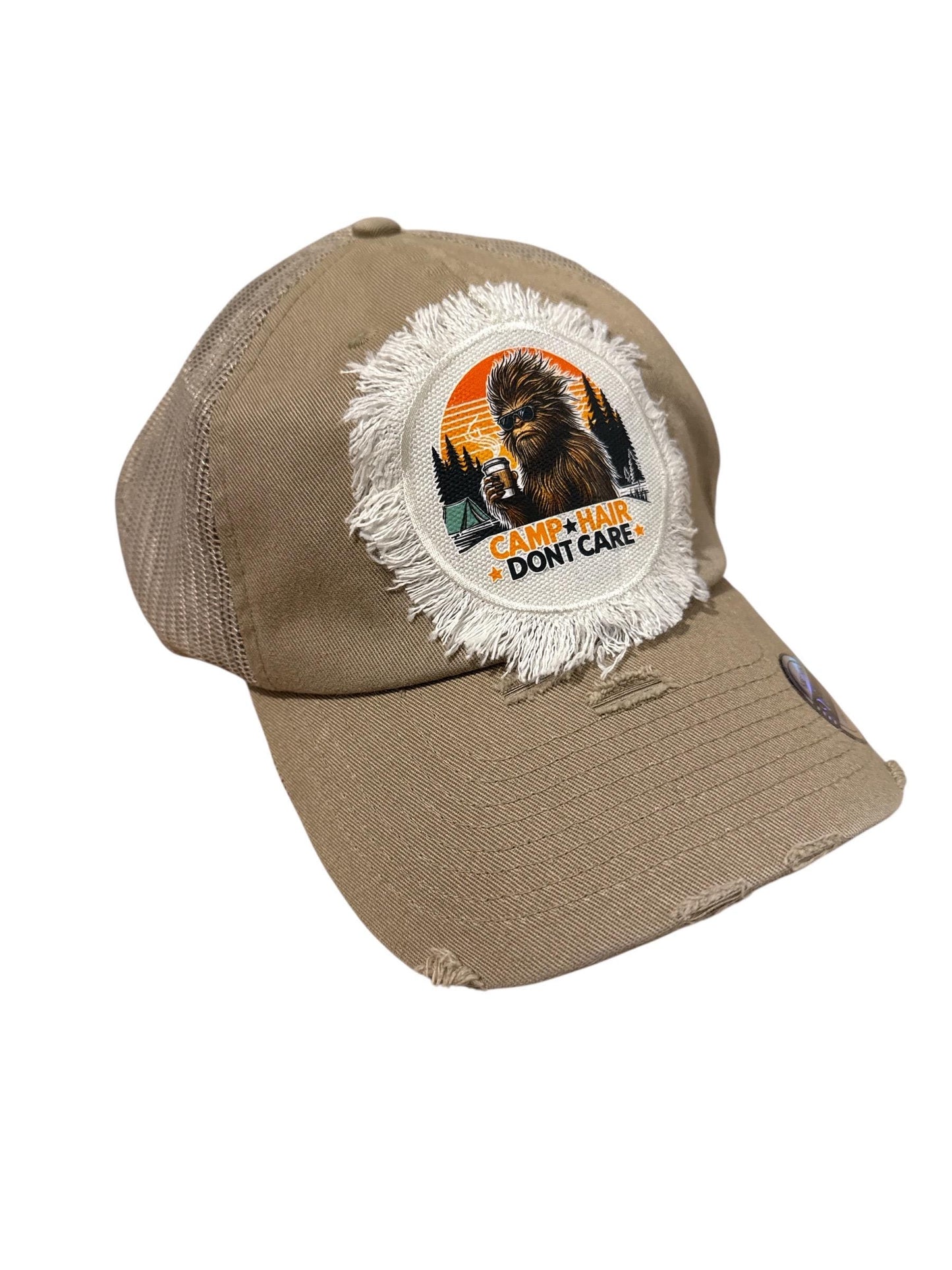 Bigfoot Camp Hair Don't Care Camping Sasquatch Cap HatFootprint Beileve Hat Cap