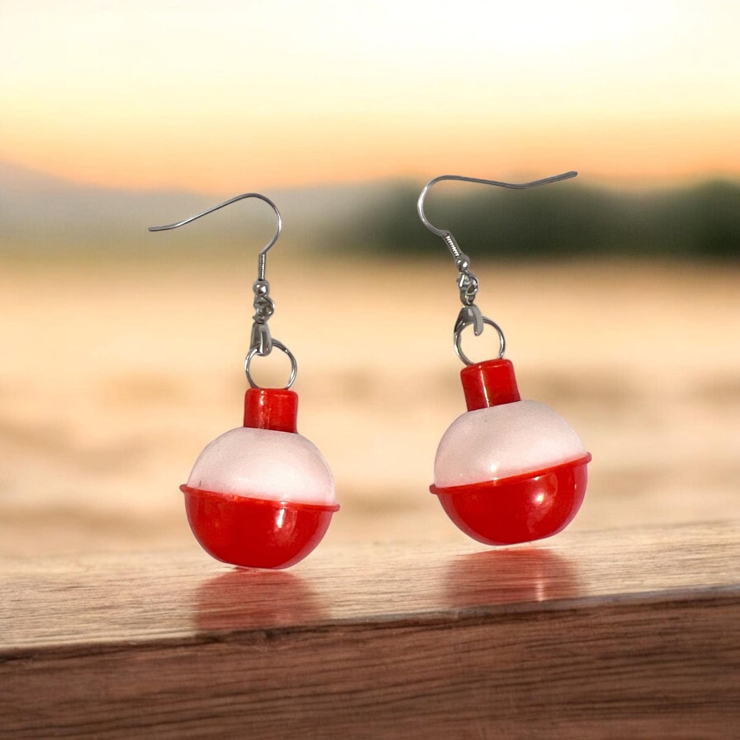 Fishing Bobber Earrings Nature Forest Lake Fish Lake Earrings Fishing