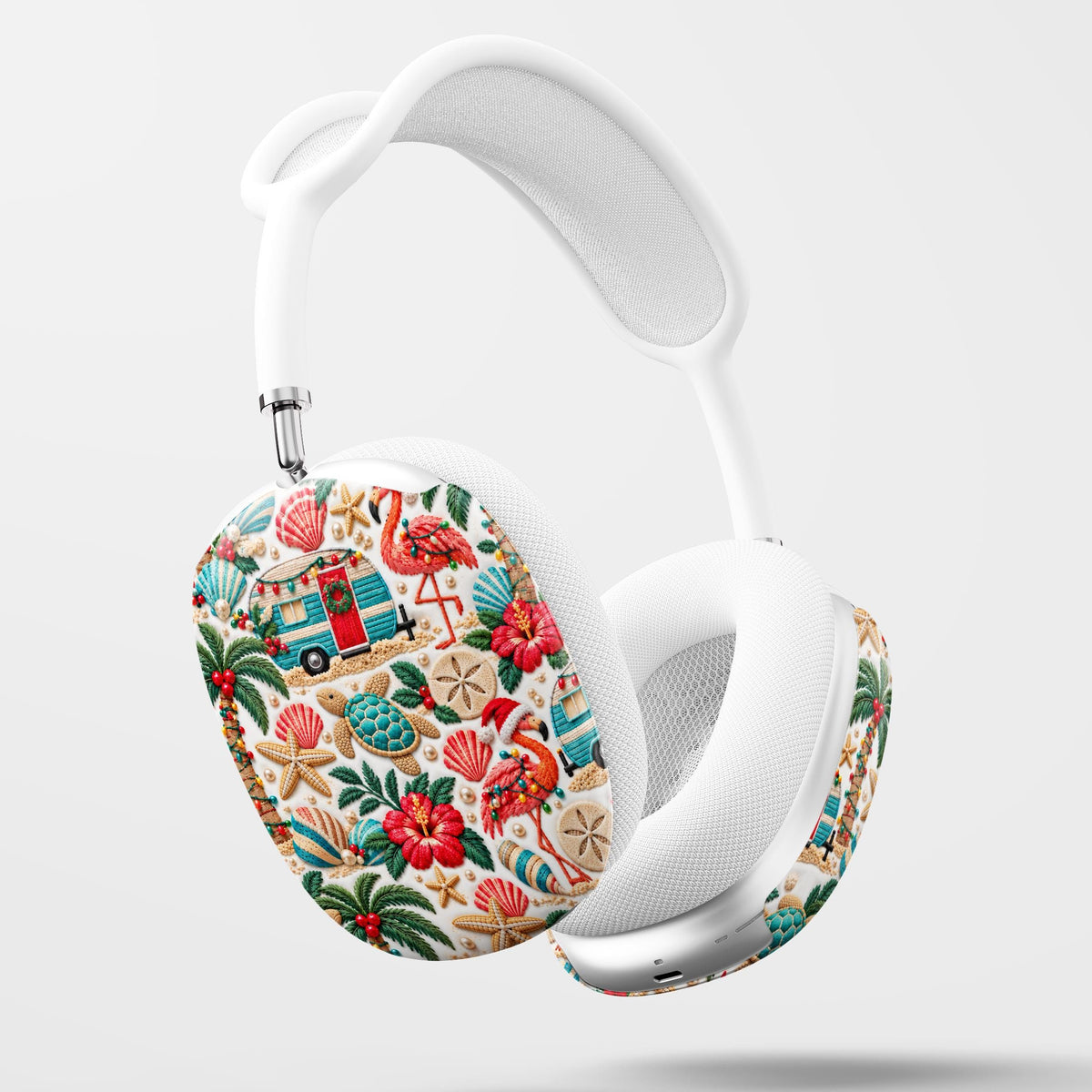 Beach Coastal Christmas Flamingo Camping Crochet Style 3D Knit Apple Airpods Max Cases Covers Air Pods Lilly Inspired