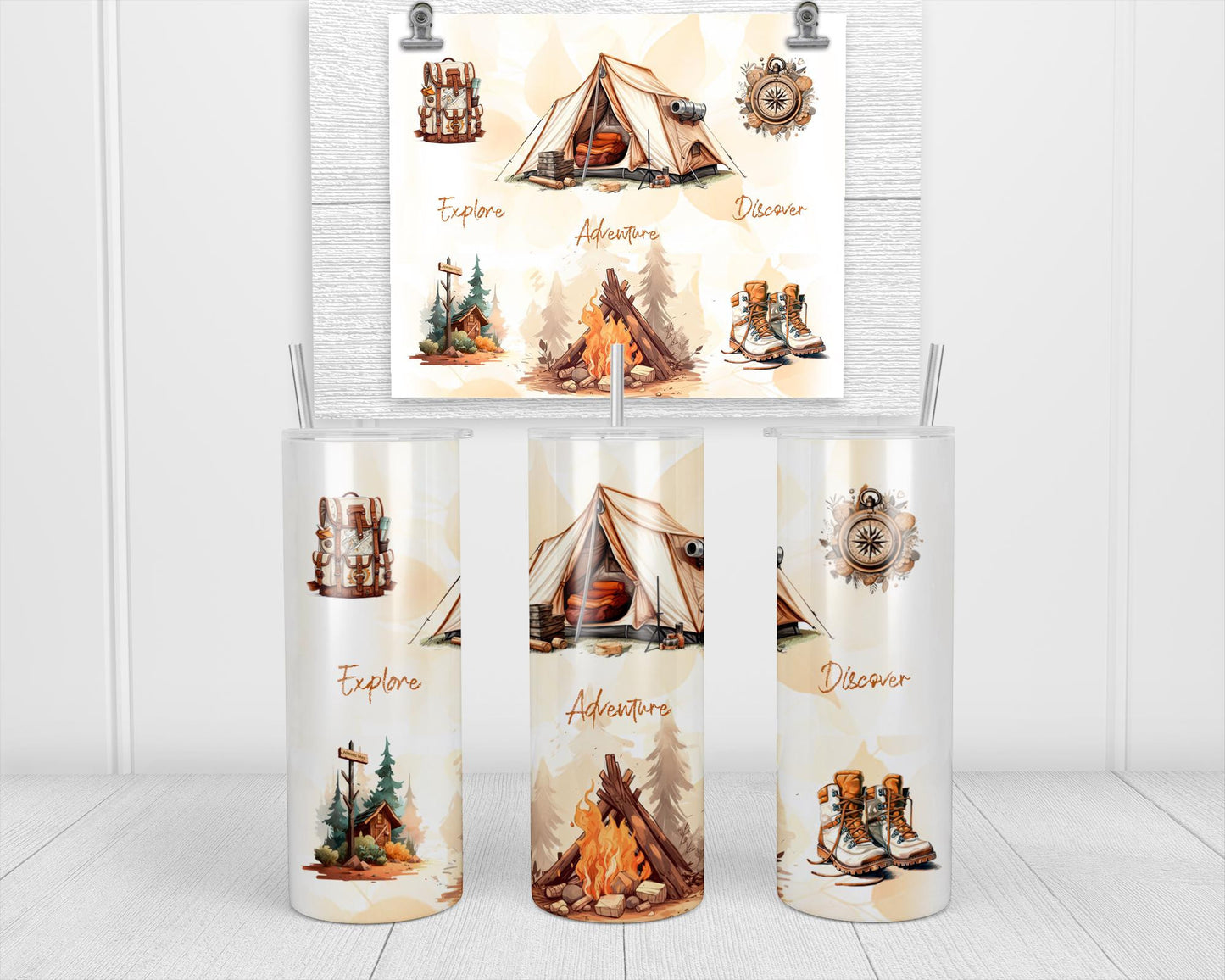 Discover Adventure Explore Tent Van Tumbler 20oz Camping Tumbler