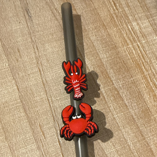 Lobster and Crab Straw Topper Pack of 2 One each