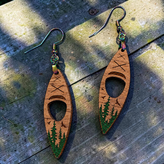 Hand Painted Kayak Earrings