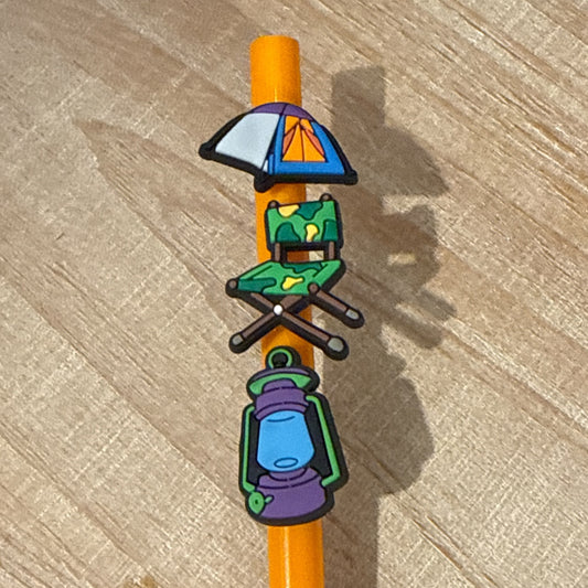 Tent Camping Tumbler Straw Topper Set Pack of 3 as Shown