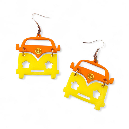 Retro Vanlife Hippie Van Earrings