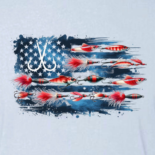 Fishing Lure American Flag Tee