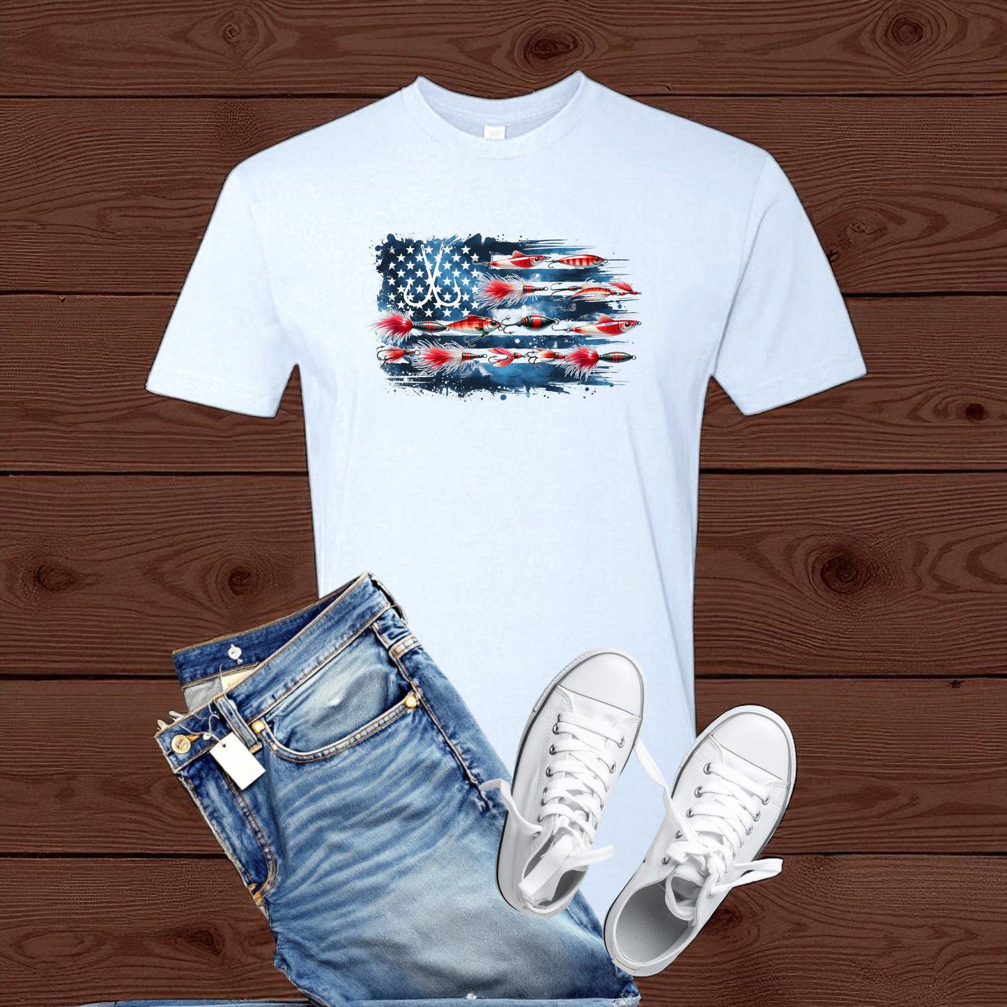Fishing Lure American Flag Tee