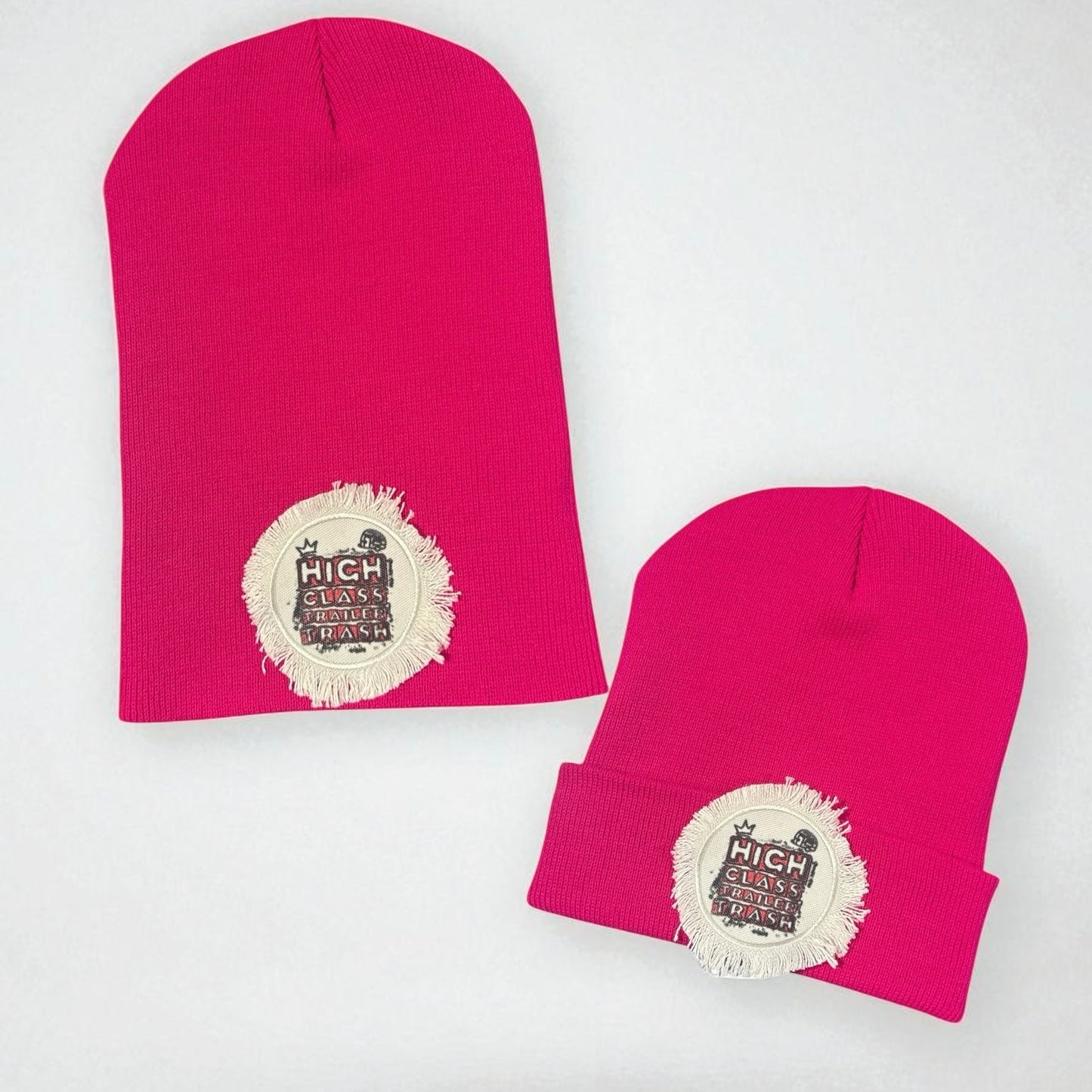 High Class Trailer Trash Camper Hot Pink Beanie