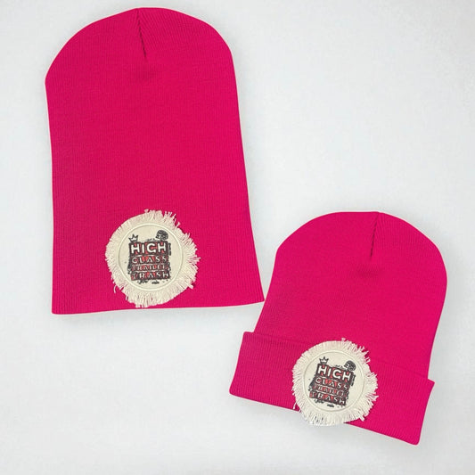 High Class Trailer Trash Camper Hot Pink Beanie