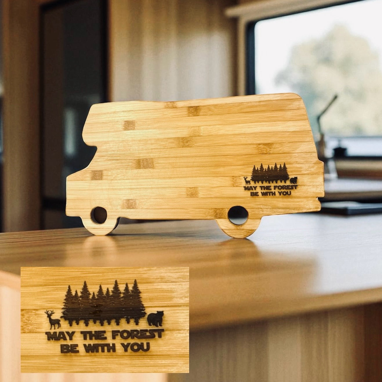 May the Forest Be With You Motorhome RV Bamboo Cutting Charcuterie Board