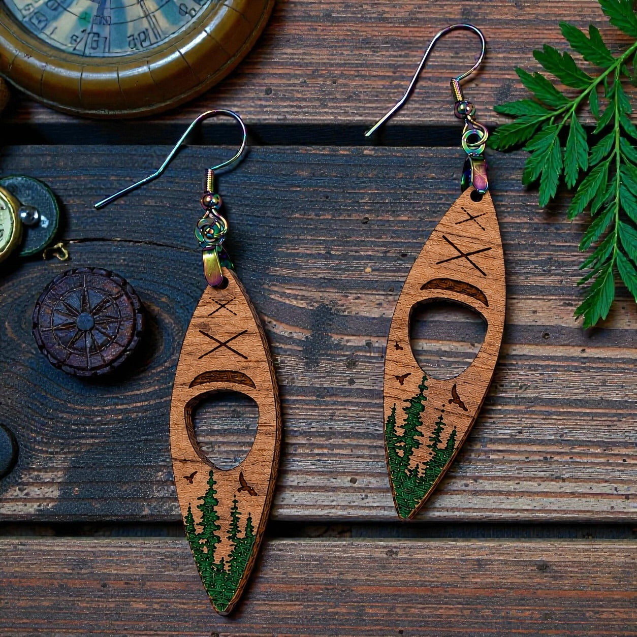 Hand Painted Kayak Earrings