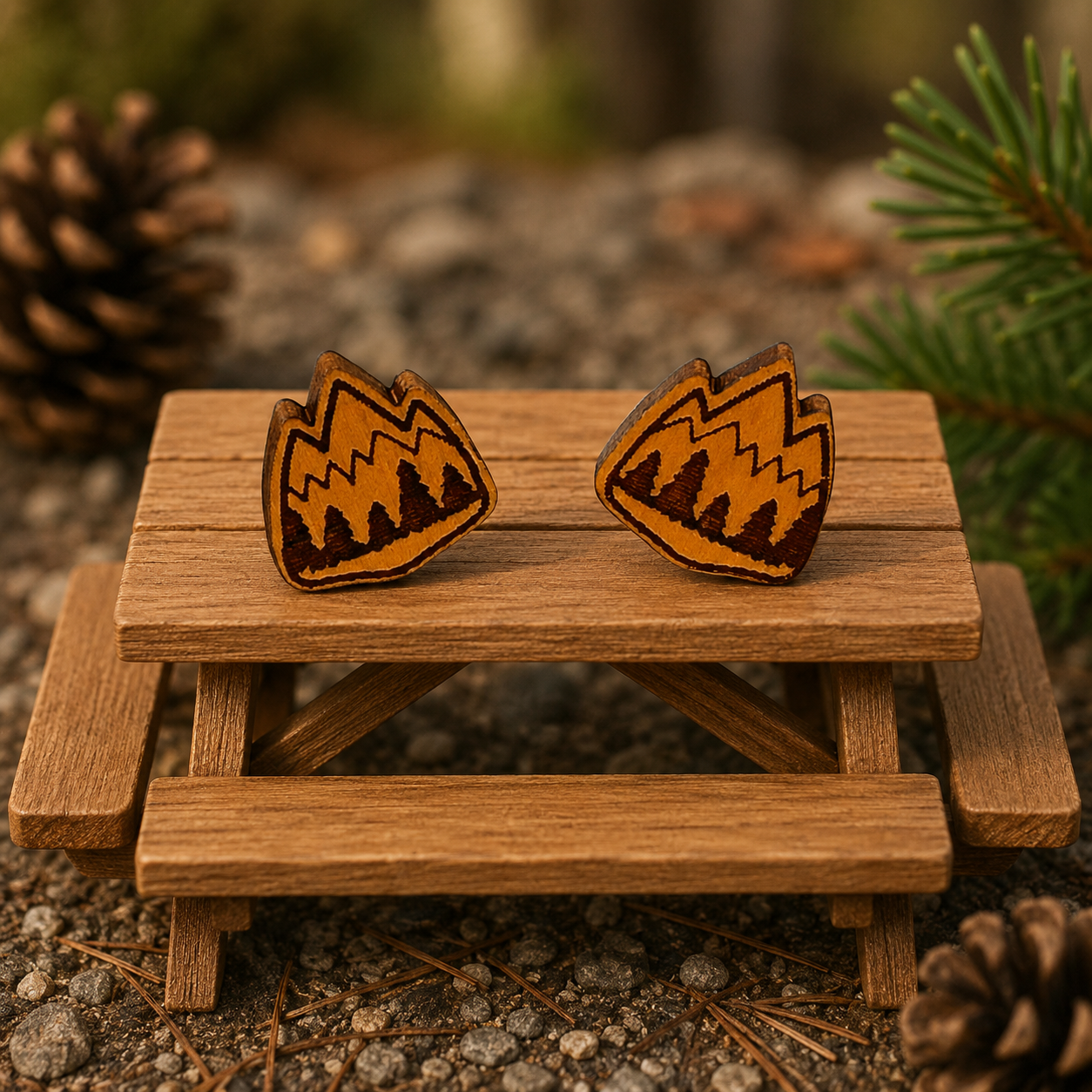 Mountain Shaped Stud Earrings