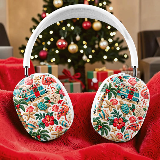 Beach Coastal Christmas Flamingo Camping Crochet Style 3D Knit Apple Airpods Max Cases Covers Air Pods Lilly Inspired