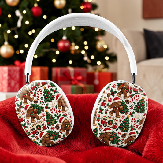 Bigfoot Christmas Camping Crochet Style 3D Knit Apple Airpods Max Cases Covers Air Pods