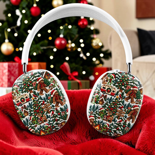 Bigfoot Alien Christmas Camping Crochet Style 3D Knit Apple Airpods Max Cases Covers Air Pods