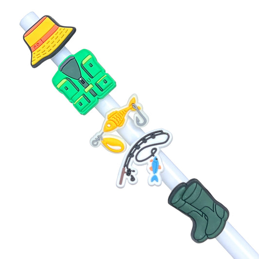 Fishing Tumbler Straw Toppers Pack of 5 As Shown