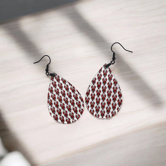 Lobster Teardrop Earrings Acrylic Dangle 1 Pair