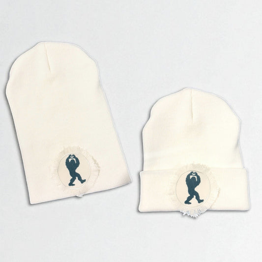 Heart Hands White Sasquatch Bigfoot Beanie