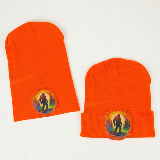 Sasquatch Bigfoot Orange Beanie Hat