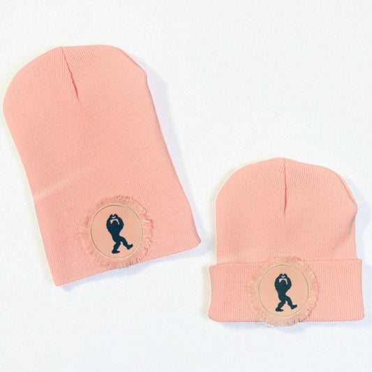 Heart Hands Pink Sasquatch Bigfoot Beanie