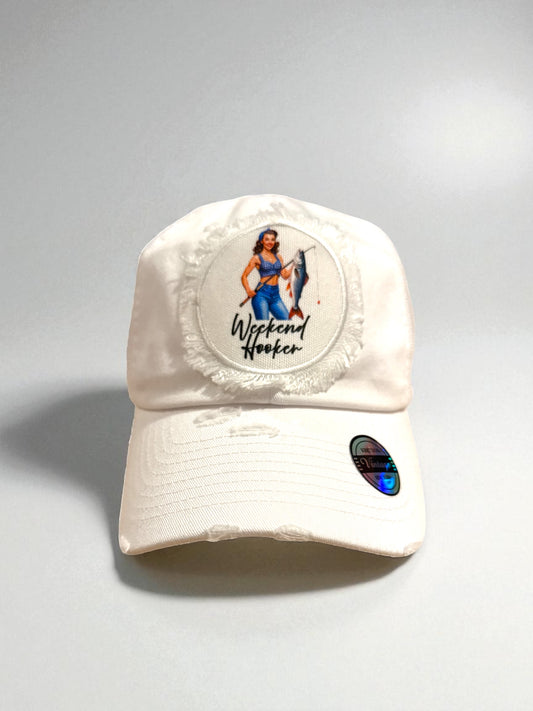 Brunette Weekend Hooker Hat Cap White
