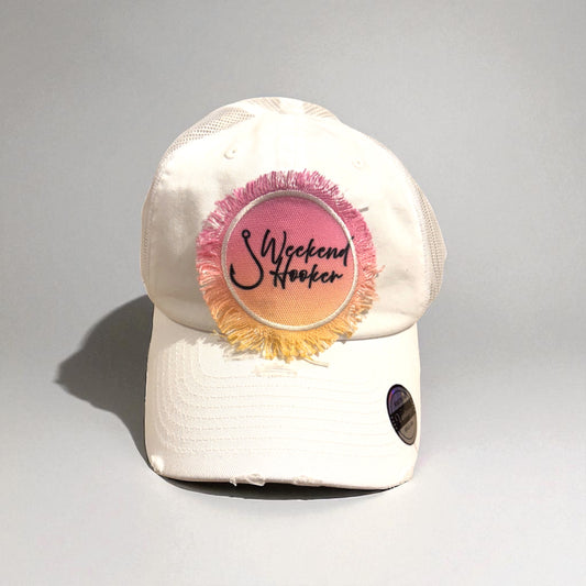 Pink White Fishing Weekend Hooker Hat