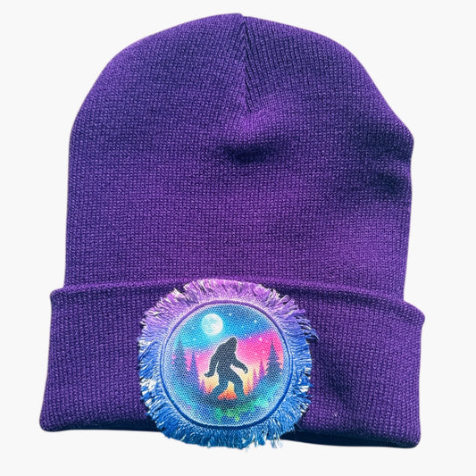 Bigfoot Forest Watercolor Beanie Purple V2