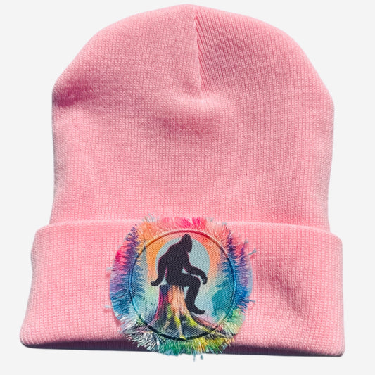 Bigfoot Forest Watercolor Beanie Pink V2