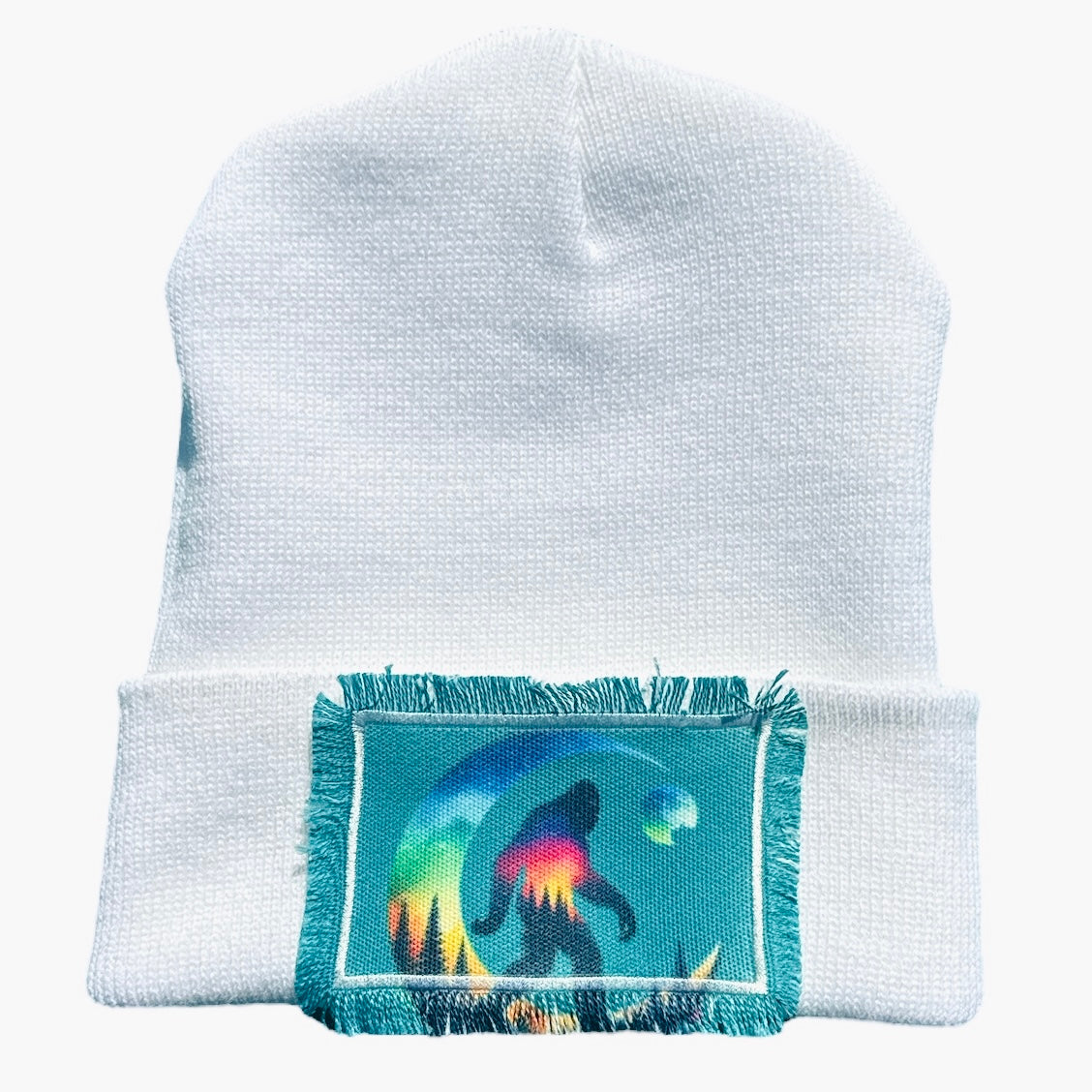 Bigfoot Forest Watercolor Beanie White