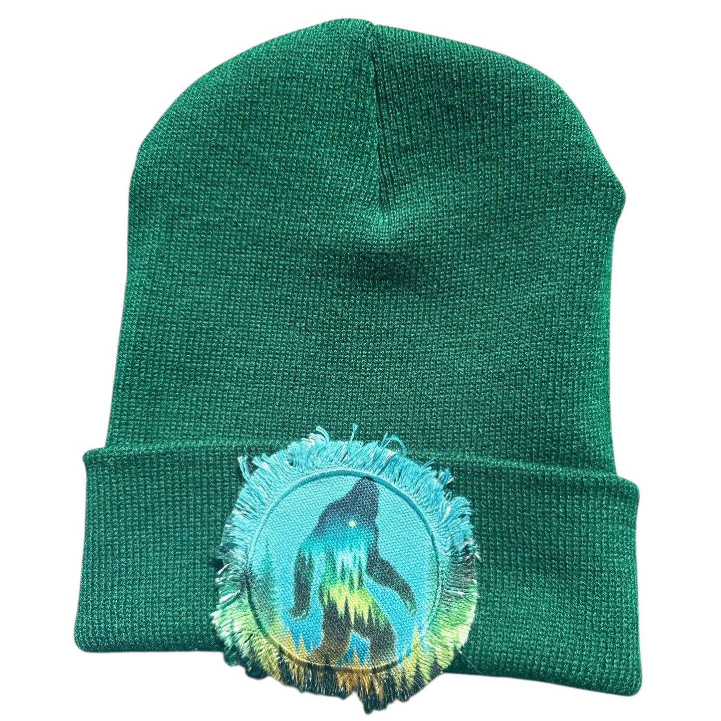Bigfoot Forest Watercolor Beanie Green V1