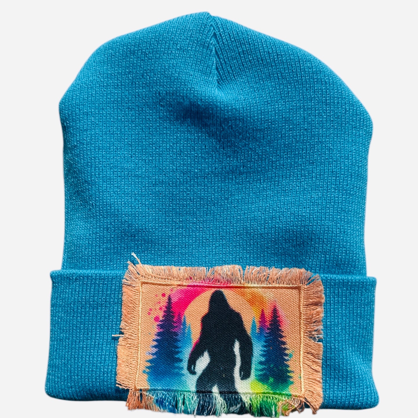 Bigfoot Forest Watercolor Beanie Blue V2