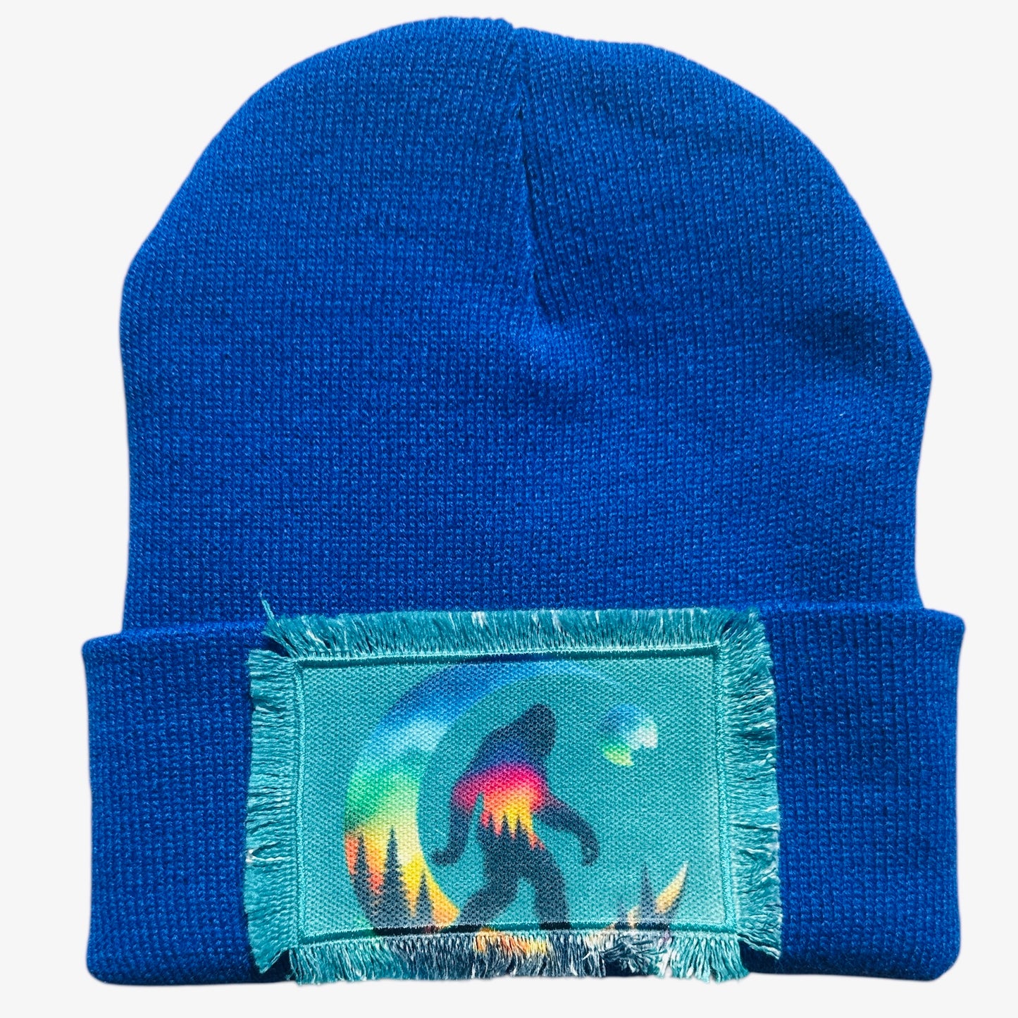 Bigfoot Forest Watercolor Beanie Royal Blue