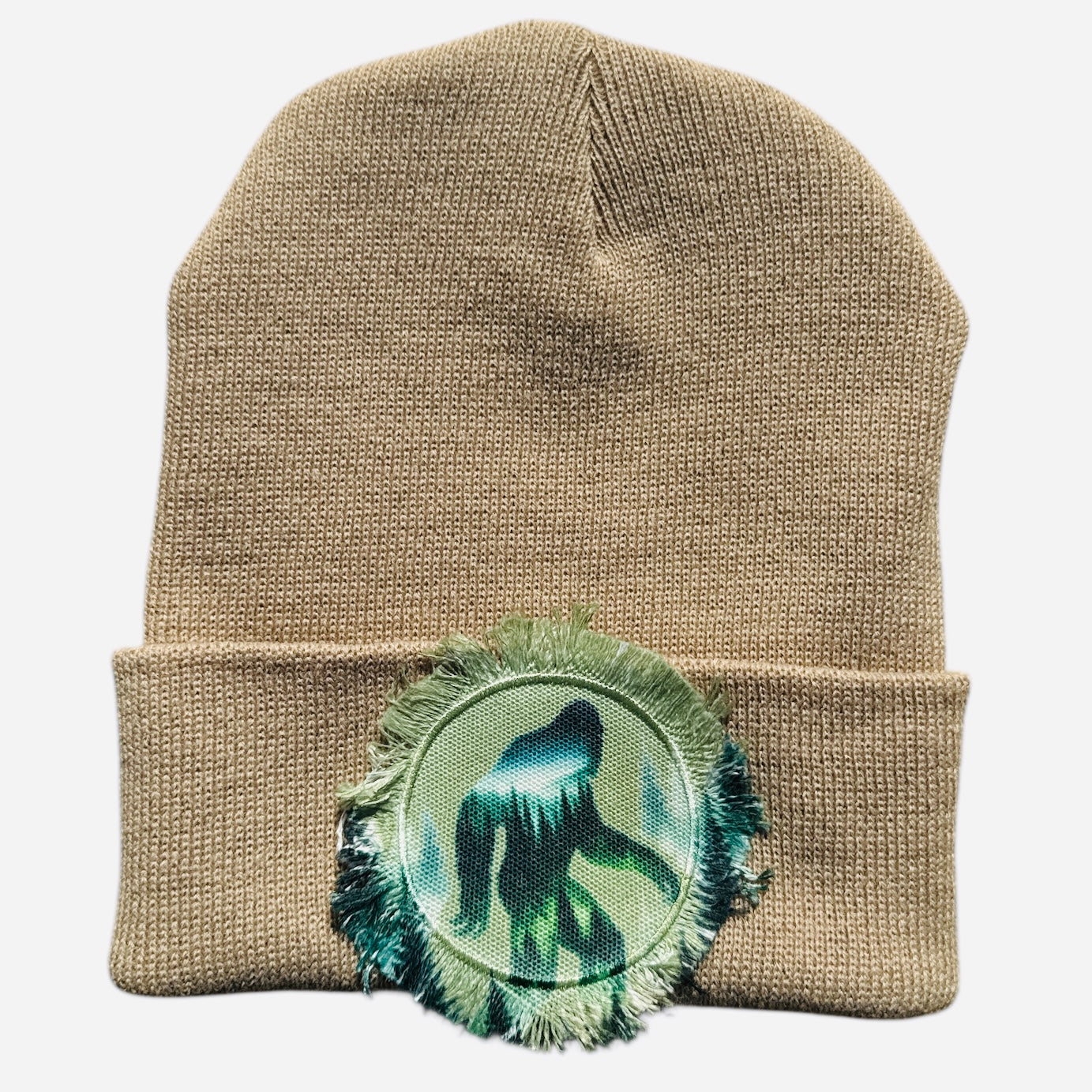 Bigfoot Forest Watercolor Beanie Tan Beige