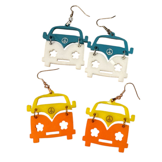 Hippie Camping Van Earrings Dangle Acrylic 1 Pair Random Color