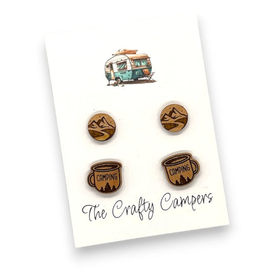 Mountains Rivers and Coffee Mug Earrings Set