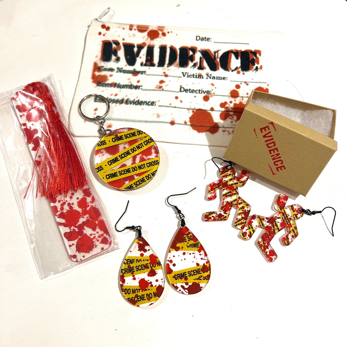True Crime Gift Bags Filled with Amazing Goodies! Crime Party, Who Done it, Murder Mystery Party Gifts, Dexter Watch Party