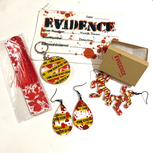 True Crime Gift Bags Filled with Amazing Goodies! Crime Party, Who Done it, Murder Mystery Party Gifts, Dexter Watch Party