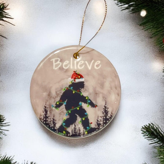 Sasquatch Bigfoot Big Foot Santa Funny Ornament Christmas Ornament, Camping Ornament, Yeti