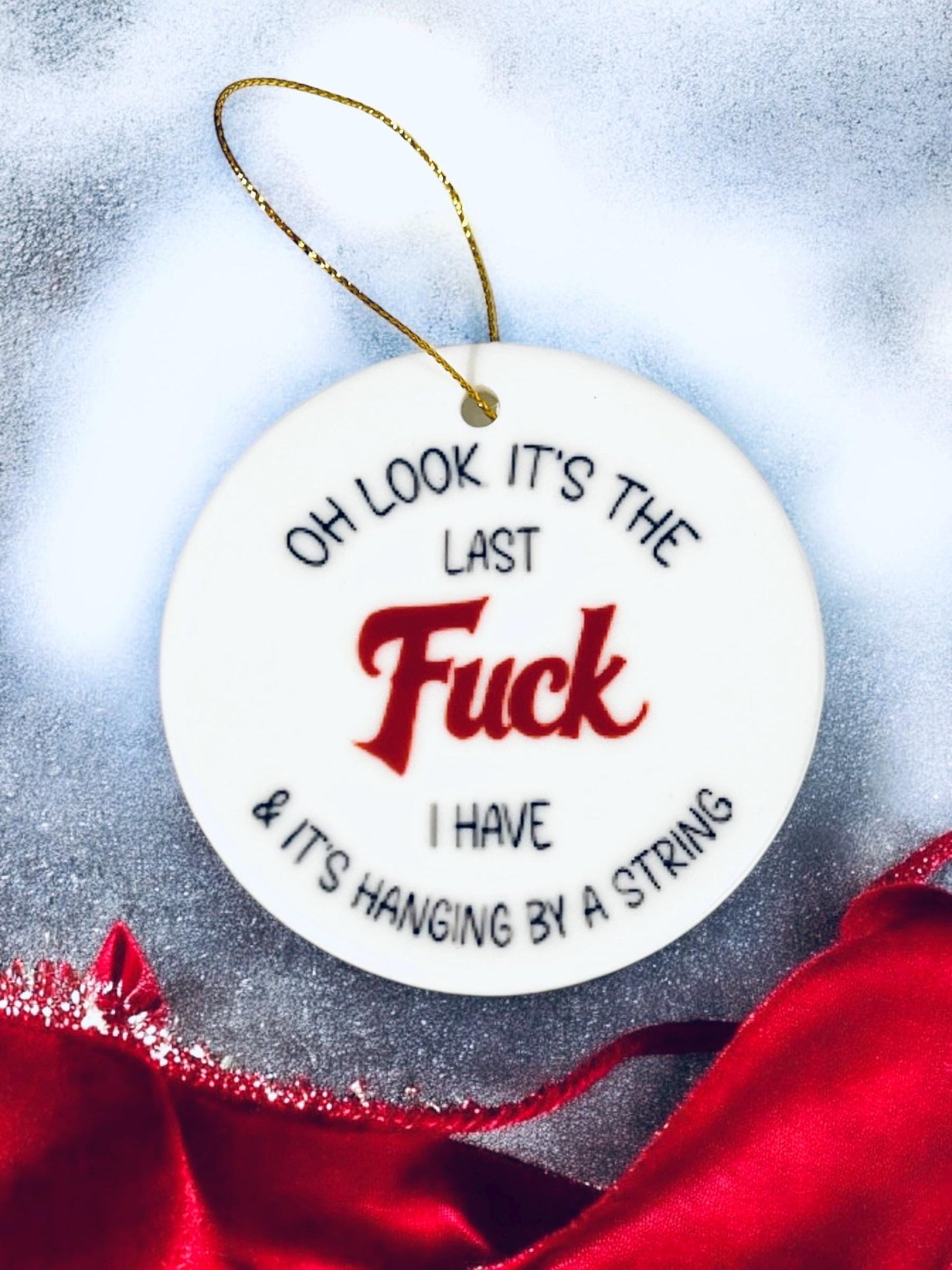 Set of 2 Funny Ceramic Ornament - Last Fuck Gag Gift