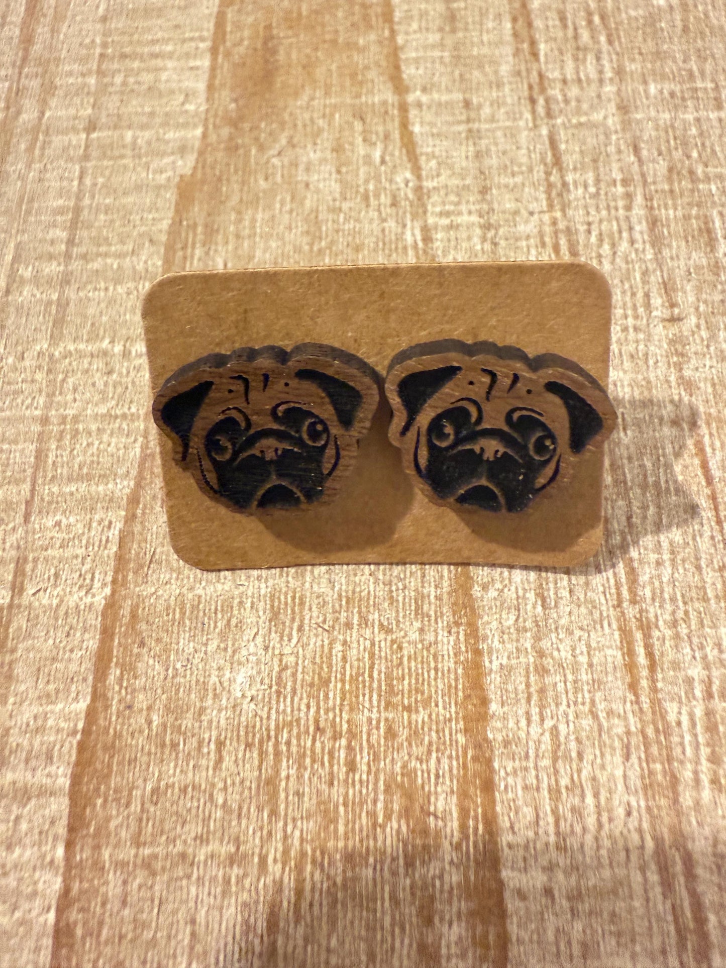 Pug Gift Set: Laser Cut Earrings & Straw Toppers