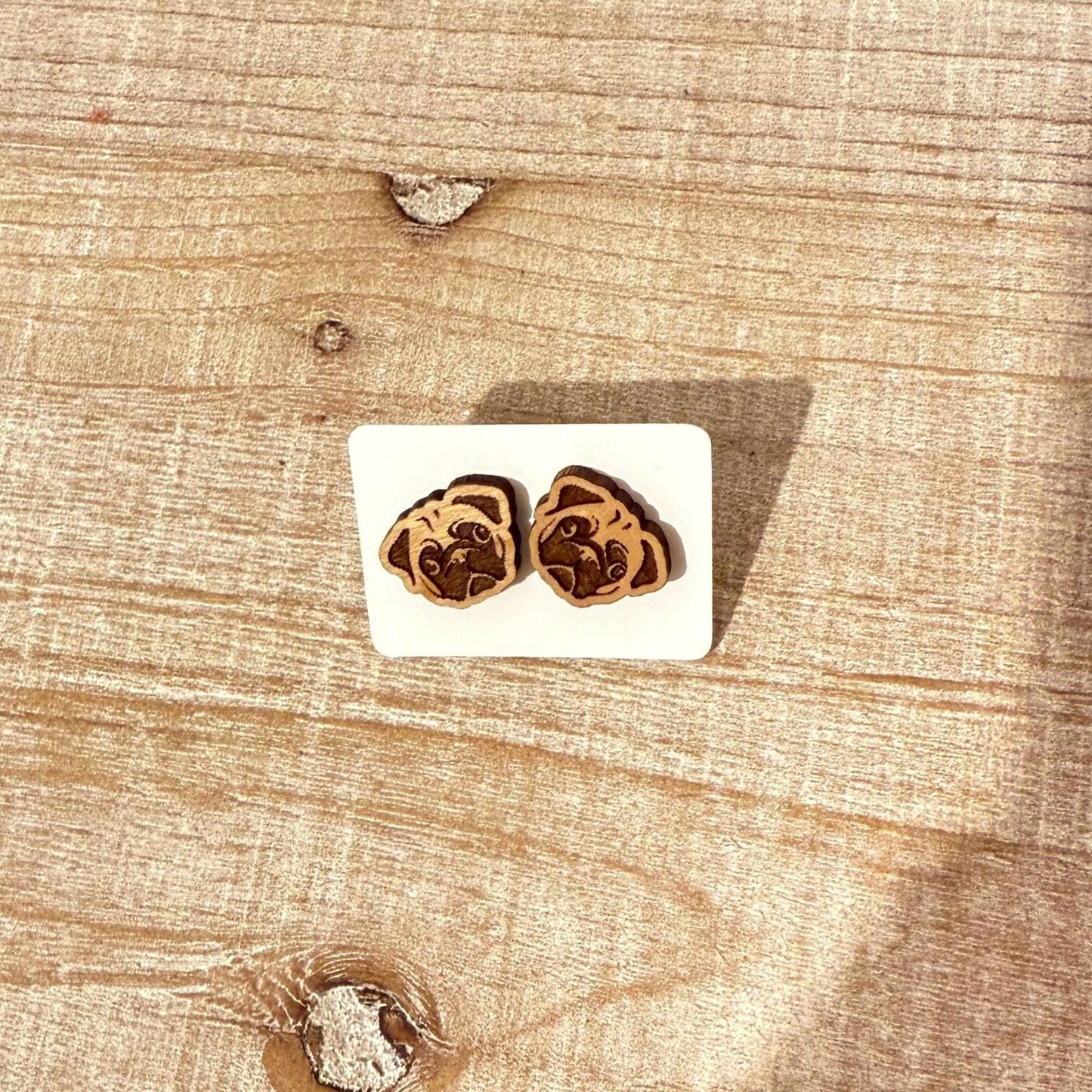Handmade Pug Gift Set: Laser Cut Earrings & Straw Toppers
