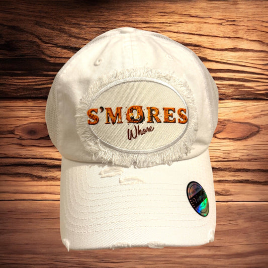 S'mores Whore, Smores Whore Camping, Camper, Campfire Vintage Distressed Dad Trucker Hat